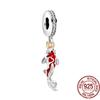 Red Motorcycle Rider & Good Fortune Carp Fish Dangle Charm Beads Fit Original Fasion 925 Sterling Silver Bracelet Women Jewelry