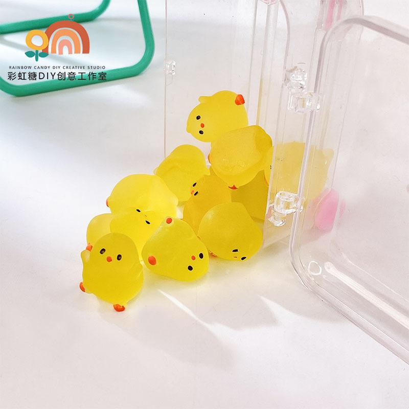 10PCS Mini Fluorescence Chicken Moss Toy Microlandscape Miniature Chick Figurines Fairy Garden Accessories Home Decor Ornament