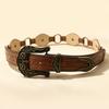 Hebilla de Cinturón de Pinza de Herradura Tallada Estilo Western Americano Cinturón de Empalme Fondo Marrón Rombo Estampado Anillo de Pedrería Ámbar Cinturón Retro
