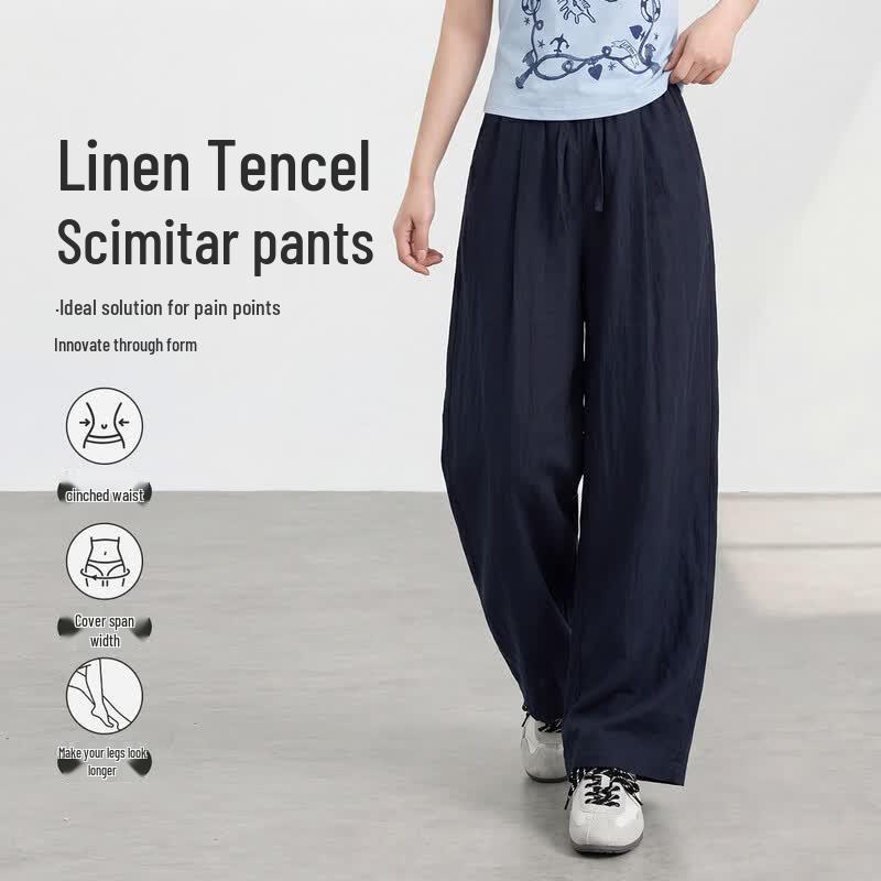 FivePlus Women s Tencel Wide-Leg High-Waist Casual Pants S