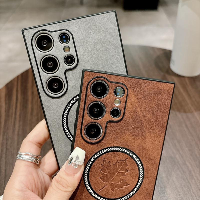 Pro Magsafe Kožené Nárazuvzdorné Pouzdra na Telefon Pro Samsung Galaxy S21 S22 S23 S24 S25 Note 20 Ultra Magnetický Kryt pro Bezdrátové Nabíjení
