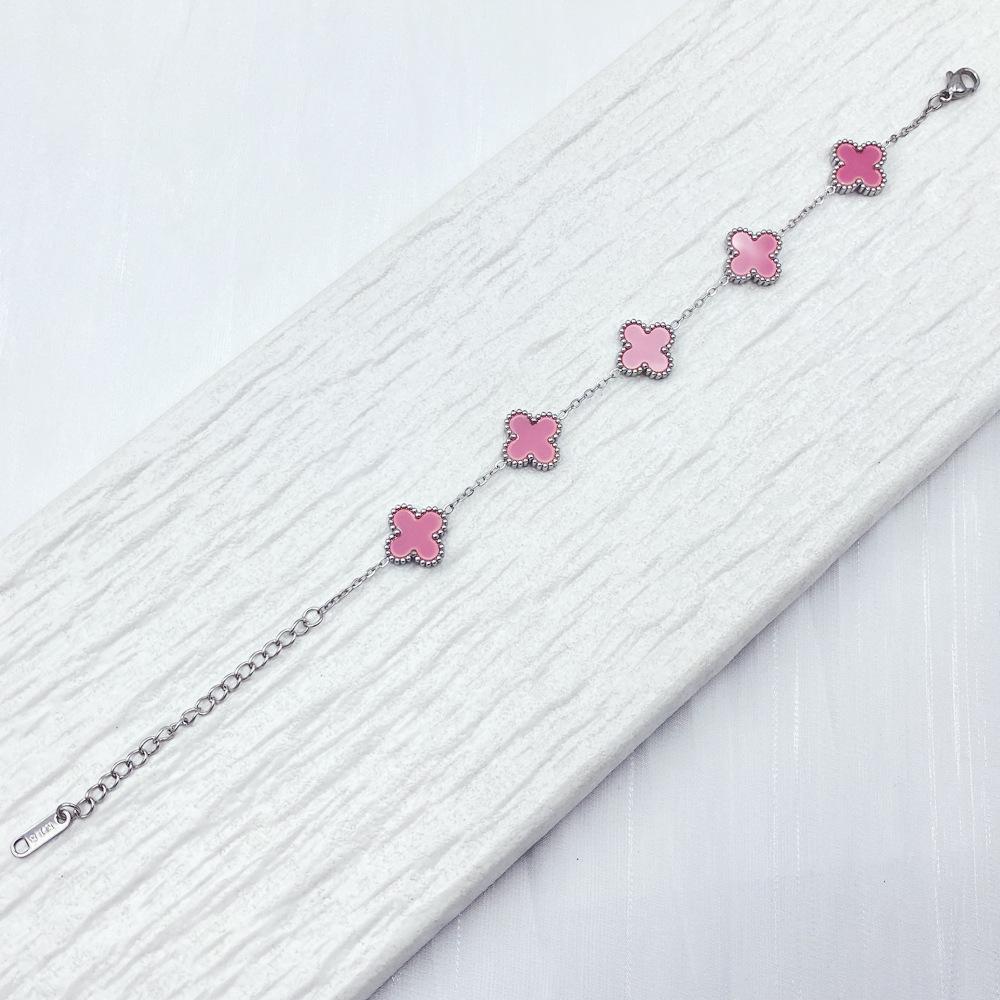 13mm Non-Fading Stainless Steel Four-Leaf Clover Bracelet for Women - Fresh Style