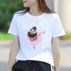 Cute and Fun Ballet Cartoon Printed Short Sleeved Round Neck Womens Tshirt for Spring and Summer Versatile Womens Tshirt