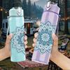 1PC Blue Mandala Pattern 750ml Color Plastic Sports Water Bottle Leakproof Flip Straw Lid Suitable for Sports Office Home Use