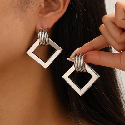 European and American Niche Design Sense Geometric Square Earrings Fashion Personality High Sense Simple Earrings Ear Jewelry