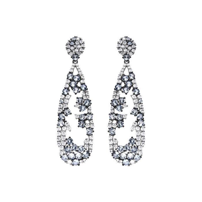 Luxenter Boucles d'oreilles en argent 925 et zircon aigue-marine plaqué finition en rhodié - Deunix