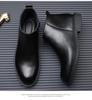 Men's British Style Genuine Leather Chelsea Boots - Autumn/Winter Mid-Cut, Plus Velvet, Warm, Trendy, High-Top, All-Match.