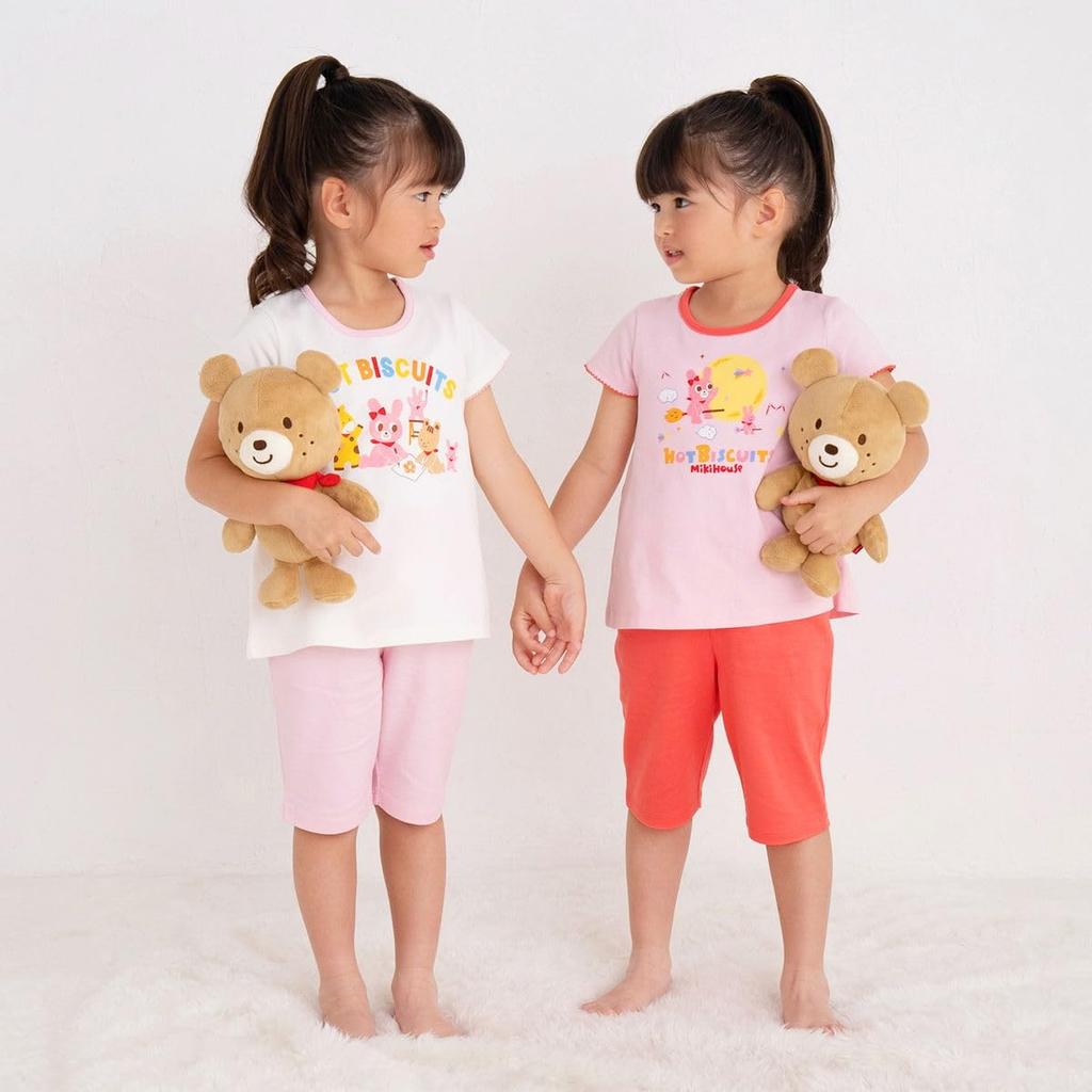 HOT Top and bottom short [MIKIHOUSE BISCUITS] set, sleeves, loungewear, boys, girls, baby, children's clothing, white, 110cm, 72-7302-681