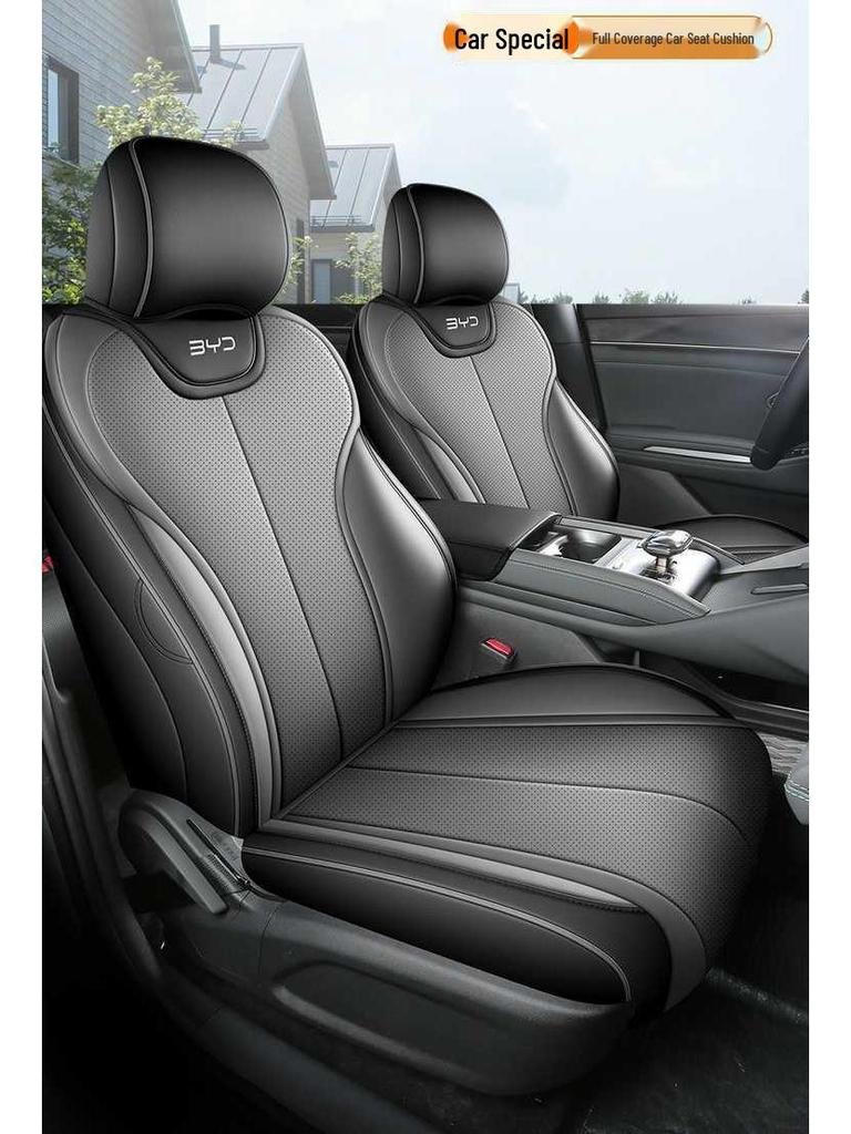 BYD Qin L D-MI Special Perforated Leather Full Surround Seat Cover - Breathable, All-Season Universal Cushion.
