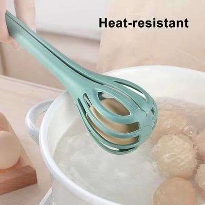 Utensilio de Cocina 3 en 1 Batidor de Huevos Mezclador Pinzas para Alimentos Colador con Dientes Antideslizantes Herramienta de Cocina Resistente al Calor para Hornear Cocinar