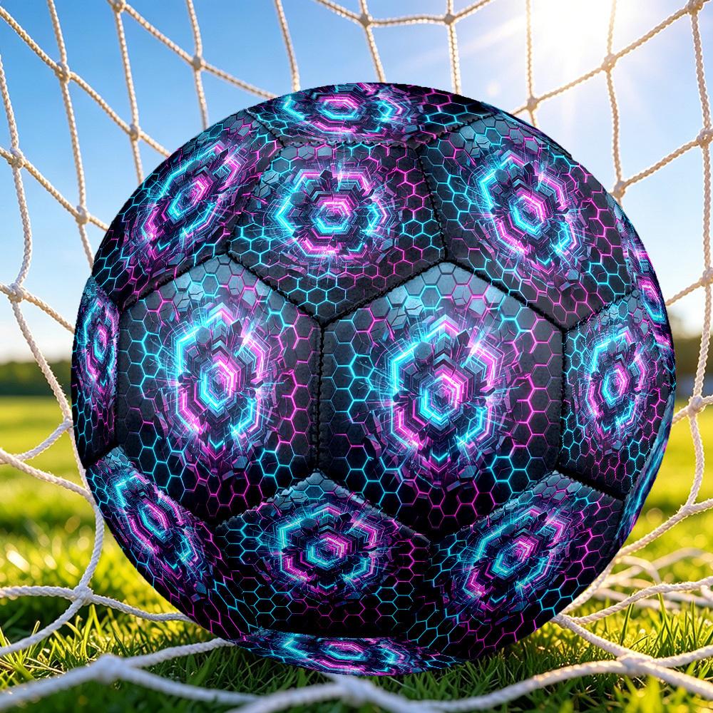 1pc Neon Hexagon Grid Themed Soccer Ball, Size 5, Lightweight PVC Material, Outdoor Training Soccer Ball Gift. q62261