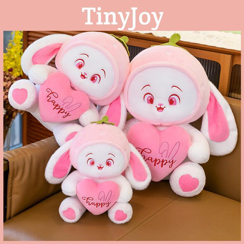 Adorable Strawberry Heart Rabbit Plush Doll Soft Stuffed Animal Gift For Friends