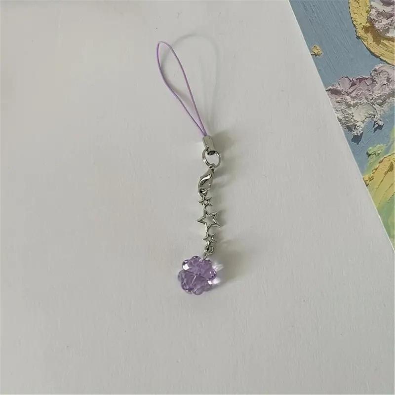 Cute Crystal Clovers Charm Phone Chain Elegant Crystal Four Leaf Clovers Phone Strap Accessory Versatile Phone Lanyard