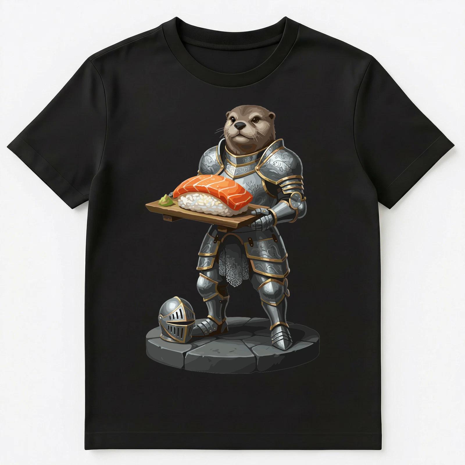 Otter Enthusiast Armored Sushi Serving Fantasy Food Unisex T-Shirt 3XL