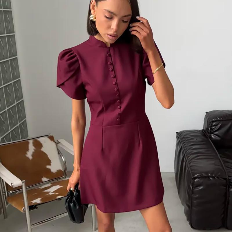 2026 Neues Sexy Minikleid für Damen Kurzarm Einfarbig Pendler Partykleid Sommer Damen Elegant Kurze Kleider