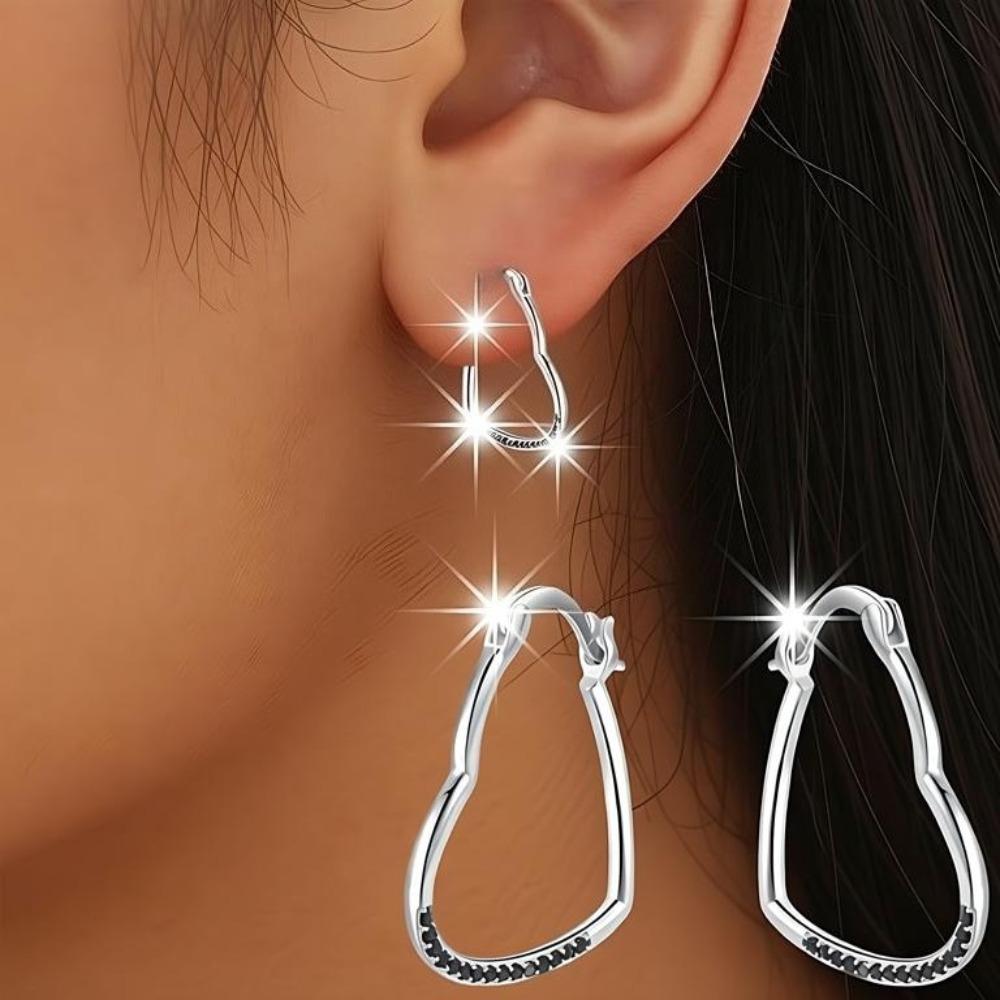 Black Awn Schwarze Schmuck-Creolen in Herzform für Damen