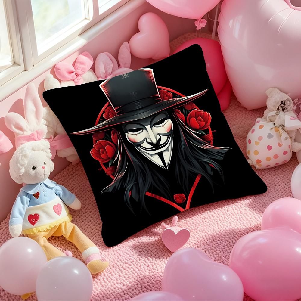 V for V-Vendetta Thriller movie Cushion Cover Pattern Printed Pillowcase for Living Room Sofa Cushion Cover & Bedroom Decor