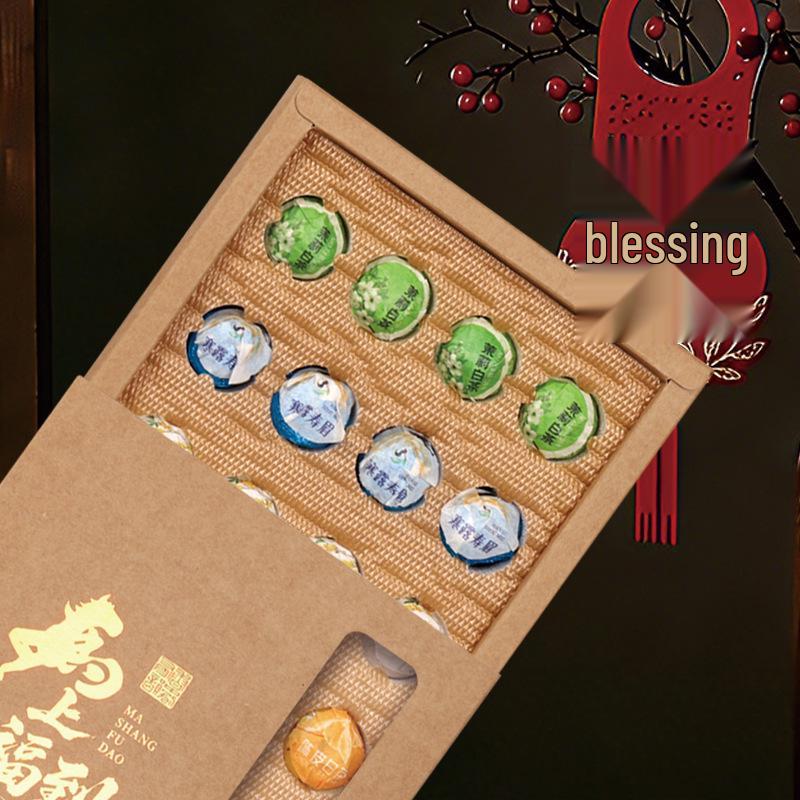 Fuding High Mountain Aged White Tea Gift Box - Shou Mei Long Zhu & Gong Mei Tea Balls with Date Aroma