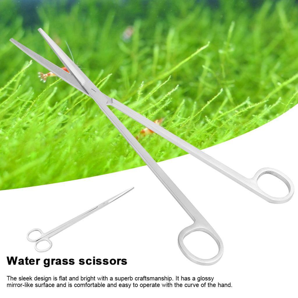 1PC Professional Stainless Steel Plant Tongs Scissors for Aquarium Fish (Straight)