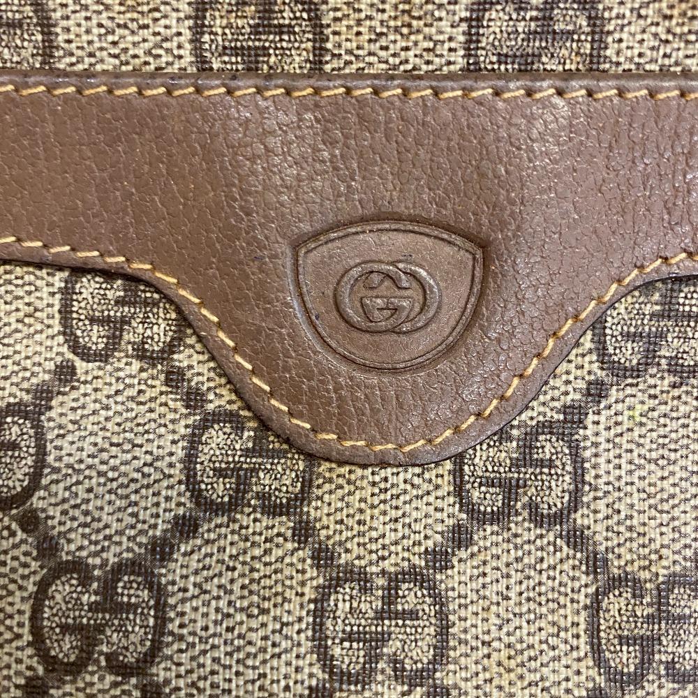 GUCCI 6423 Vintage Old Gucci Pochette GG pattern PVC Shoulder Bag Brown PVC Used