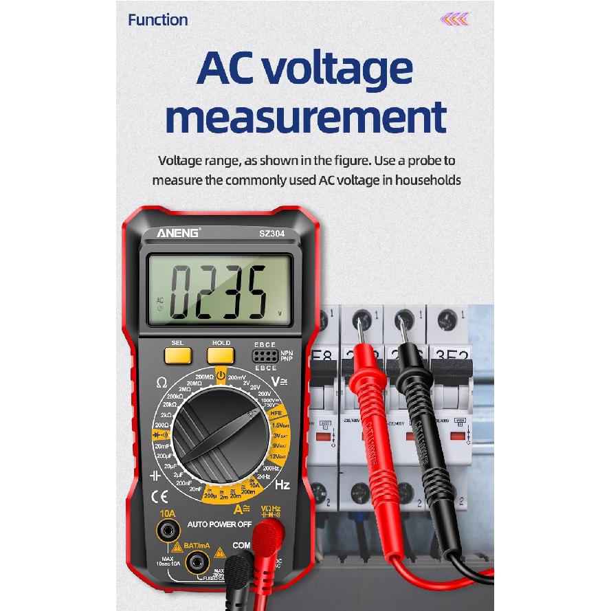 ANENG SZ304 Digital 2000 Counts Multimetes AC/DC Votage Current Resistance Ohm NCV High Precision Professional Multimetro Tester