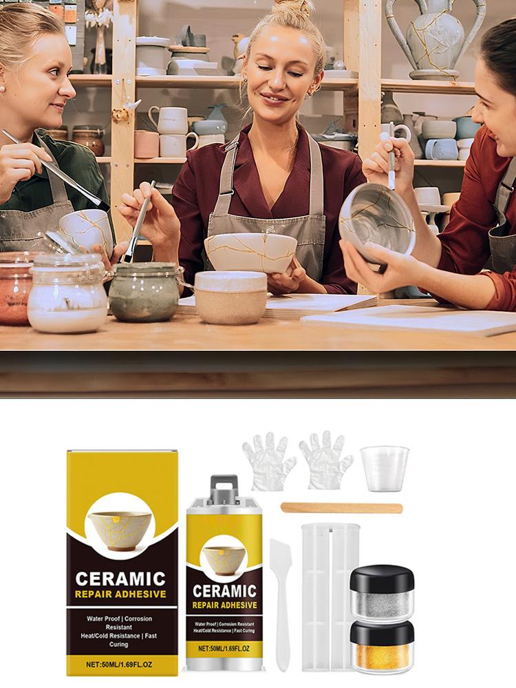 Kit di Riparazione in Porcellana Kit di Riparazione con Colla Ceramica per Ceramiche Adesivo Sicuro per Alimenti per Vasca da Bagno Lavabo Piatto Artigianato Figurini