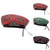 Y2K Tartan Plaid Beret Drawstring Artist Hat Fashion Newsboy Cap  Autumn