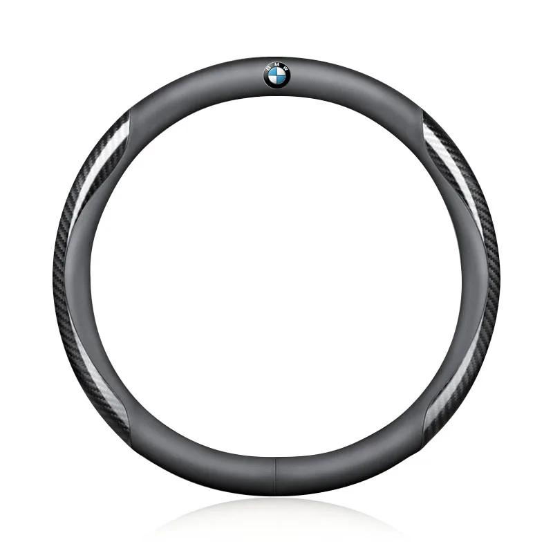 Leather Carbon Fiber Car Steering Wheel Cover Car Accessories For BMW E61 E81 E87 1 2 3 4 5 6 7 Series X1 X3 X4 X5 X6 X7 F20 E90