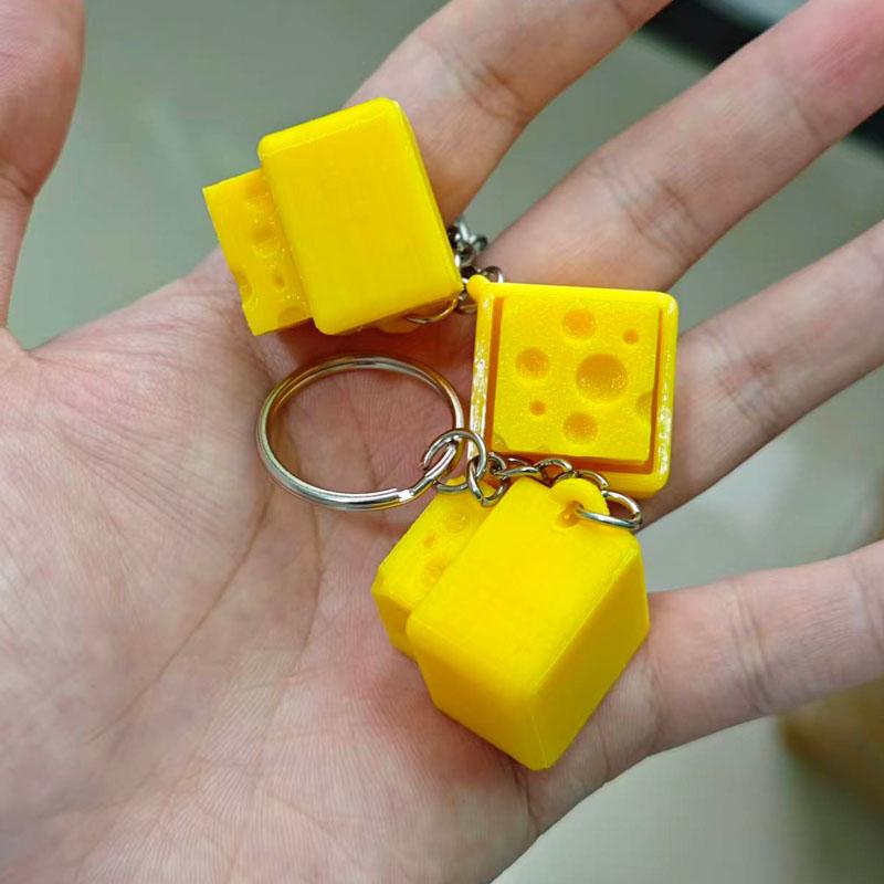 Cheese Clicker Fidget Keychain Keyboard Decompression Button Finger Toys Stress Relief Gifts for Adults Kids Boys Girls