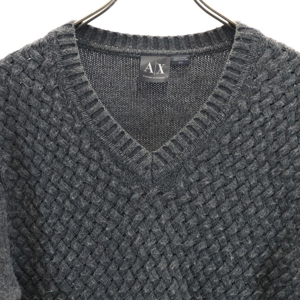 ARMANI EXCHANGE Long sleeve V neck sweater M Charcoal gray knit Men's Used