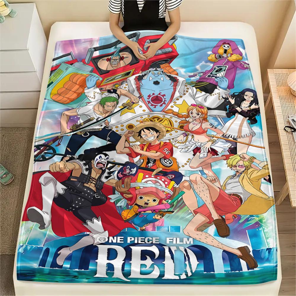 One Piece Charakter Print Flaneldecke, Hohe Qualität, Bequem für alle Jahreszeiten, Heimdekoration, Wärme und Komfort, Perfekt für Weihnachtsgeschenke