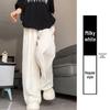 Women's Spring 2026 High-Waisted Wide-Leg Milk White Casual Pants, Petite Flattering Korean Style by Yamamoto