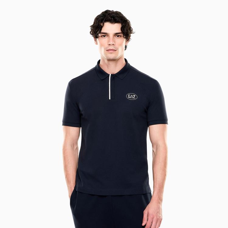 EA7 Armani Mens Minimalist Breathable Logo Half-Zip Polo Shirt Men Polo Shirts 7M001539-AF13511-UB064