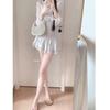 French White Long-sleeved Dress Children's Autumn Temperament Fairy Skirt Waist Thin Short Skirt