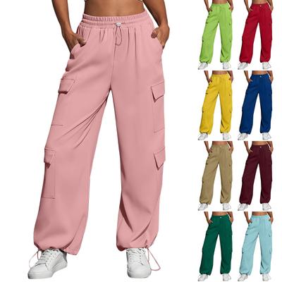 Dammode Sport Enfärgad ficka Casual träningsbyxor