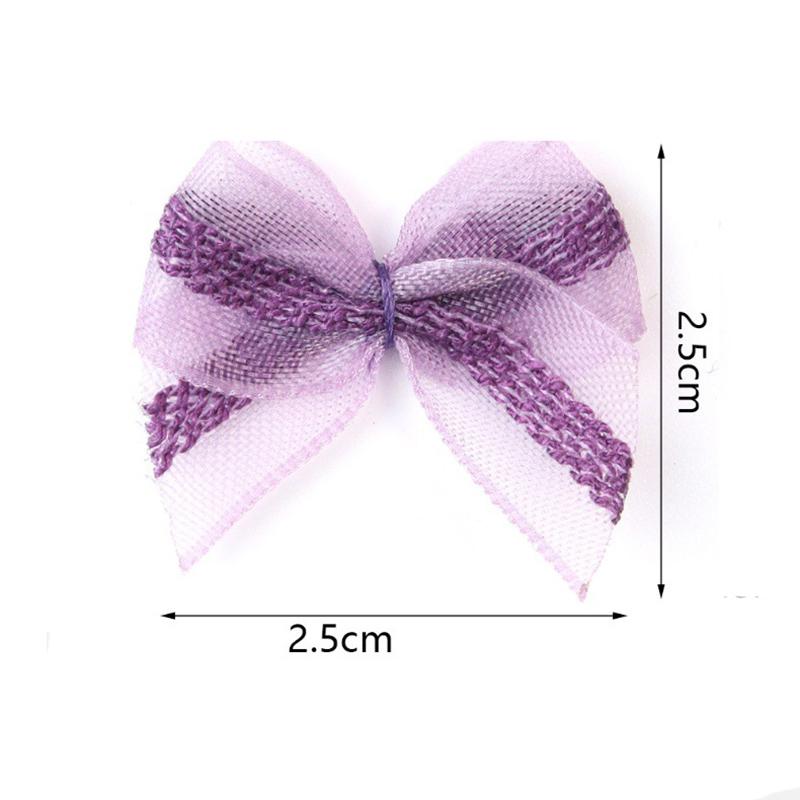 30Pcs/Lot Pink Purple Mesh Lace Bows Polyester Satin Ribbon Patch Applique DIY Decoration Headwear Accessories