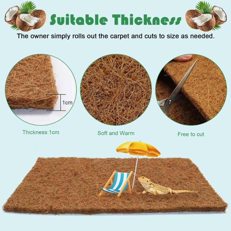 4pcs Pet Terrariums Moisturized Carpet Coconut Fiber Substrate Liner For Snake And Geckos Healthy Habitats Accessory