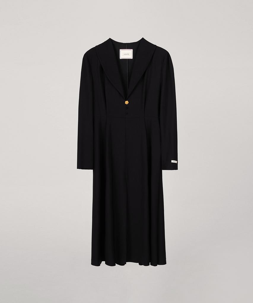 Obeodyupeulleeo Shawl Collar Long Dress_Black