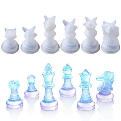6 Stück 3D-Schachfigur-Silikonform, internationales Schach, Königin, König, Epoxidharz-Gussform