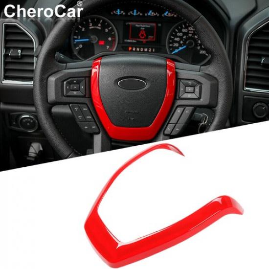 Red Steering Wheel Moulding Frame Trim Cover for 2015- Ford F150 Accessories