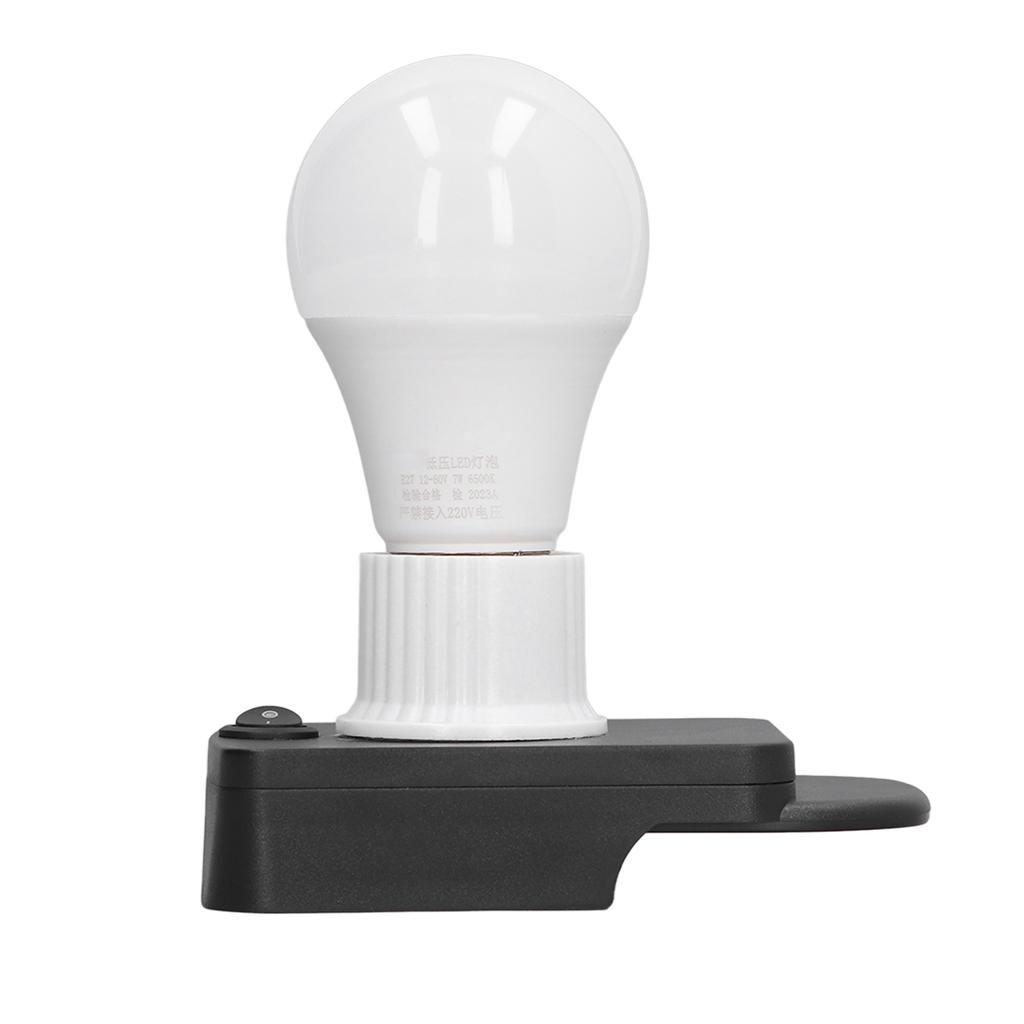 LED Bulb with Battery Adapter 700LM 7W E27 Cordless Lamp Bulb Portable Work Bulb 12‑60V
