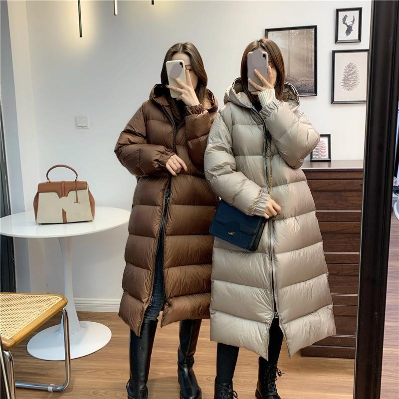 

Женский осенне-зимний длинный пуховик, высококачественное утолщенное свободное пальто большого размера с капюшоном