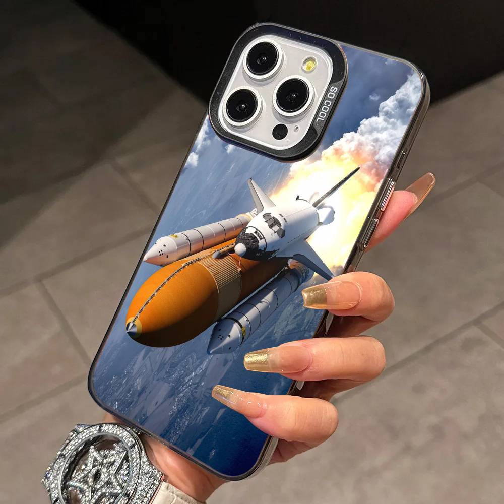 Launch the R-rocket Phone Case For iPhone 17,16,15,14,13,12,11 Plus,Pro Max,XS,Colorful Silver Black Cover
