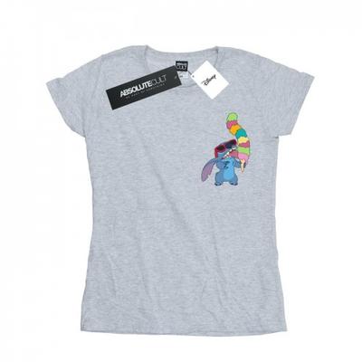 Camiseta feminina/feminina Lilo And Stitch Ice Cream de algodão