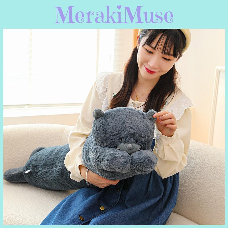 Lazy Blue Cat Long Plush Toy Pillow Soft Filling Home Decor Pp Cotton Gift Doll