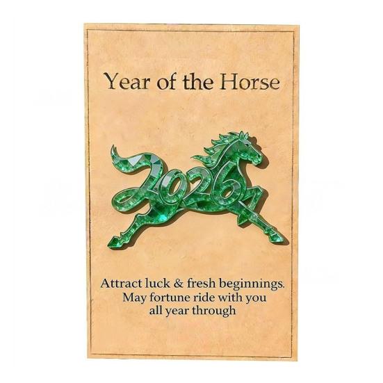 2026 Häst Framgång Fickkramkort Nyårshälsning med Uppmuntringsmeddelande Litet Vikbart Kort för Presentplånbok Inspirerande Festlig Gåva för