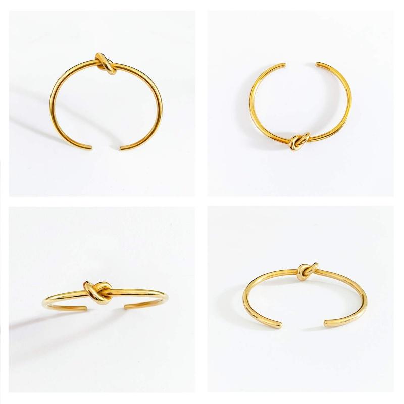 18K Gold-plated Titanium Steel Opening Knotted Bracelet for Women Fashion Simple Non-fading Bangles Jewelry Accessories Gift