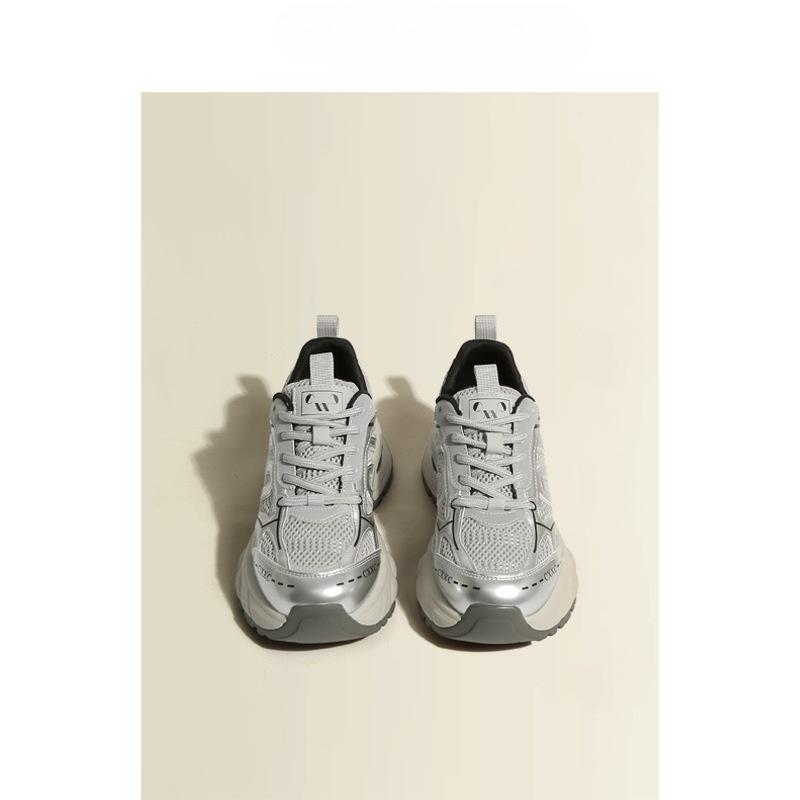 

Удача близко~ Весенние спортивные туфли на толстой подошве для женщин 2025 новый цветовой блок дышащая сетка кроссовки папины туфли тренд 35