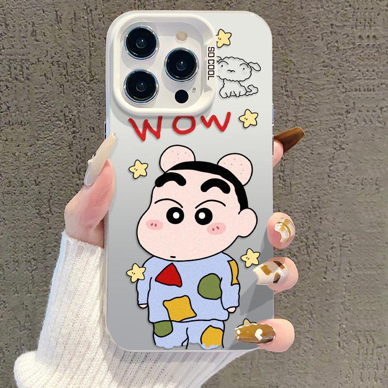Shin-chan iPhone 17 Case, Compatible with Apple 15 Pro Max, iPhone 14 Pro/13/16 Pro, Silver Color, Cross-Border Model