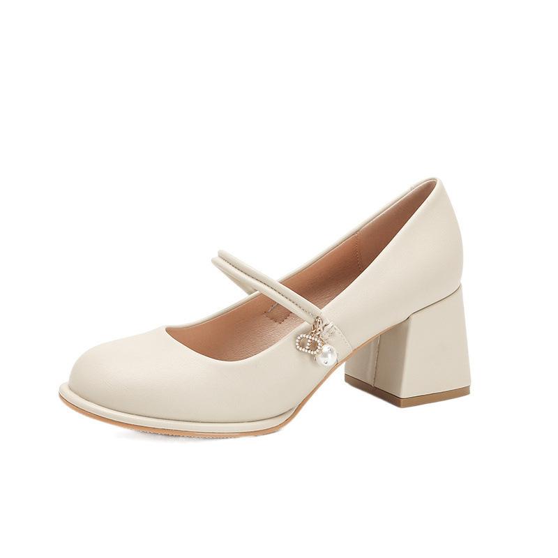 New Cheongsam Shoes Mary Jane Single Shoes Women's New Thick Heels High Heels Soft Leather